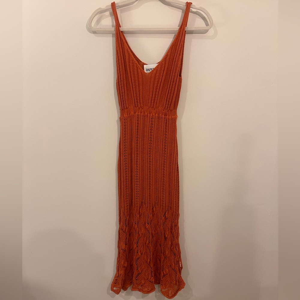 Burnt Orange Knit Midi Dress
